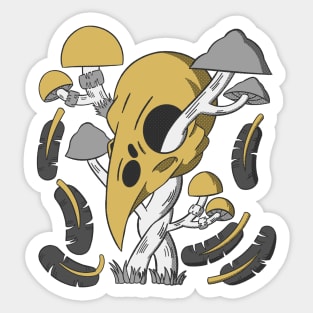 Raven Skull Overgrowth Sticker